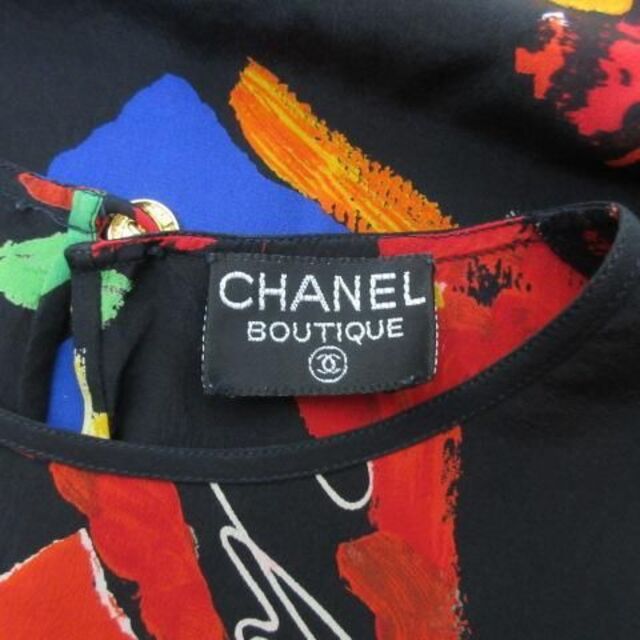 CHANEL(シャネル)の美品 90's ヴィンテージ シャネル CHANEL 花柄 ブラウス カットソー レディースのトップス(カットソー(長袖/七分))の商品写真