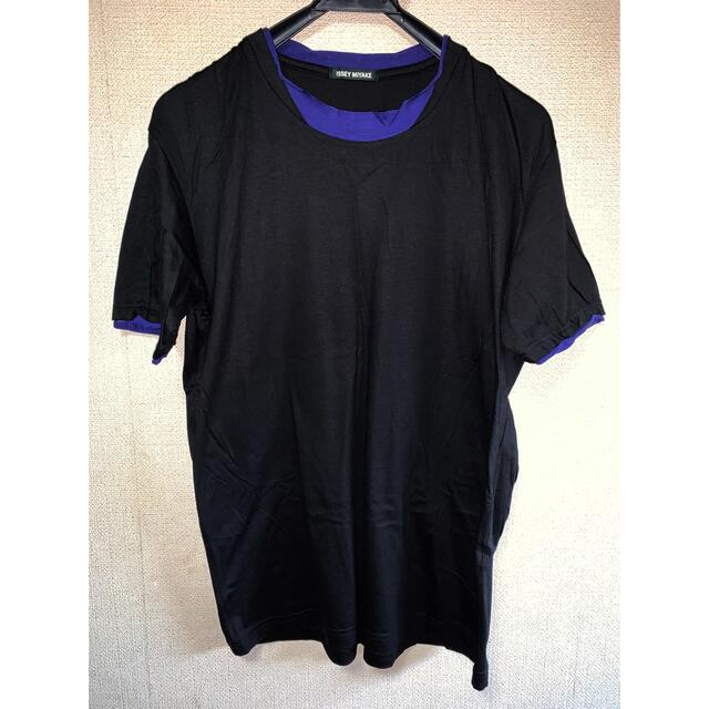 イッセイミヤケメン ISSEY MIYAKE MEN Tシャツ 黒青紫 イッセイTシャツ/カットソー(半袖/袖なし)