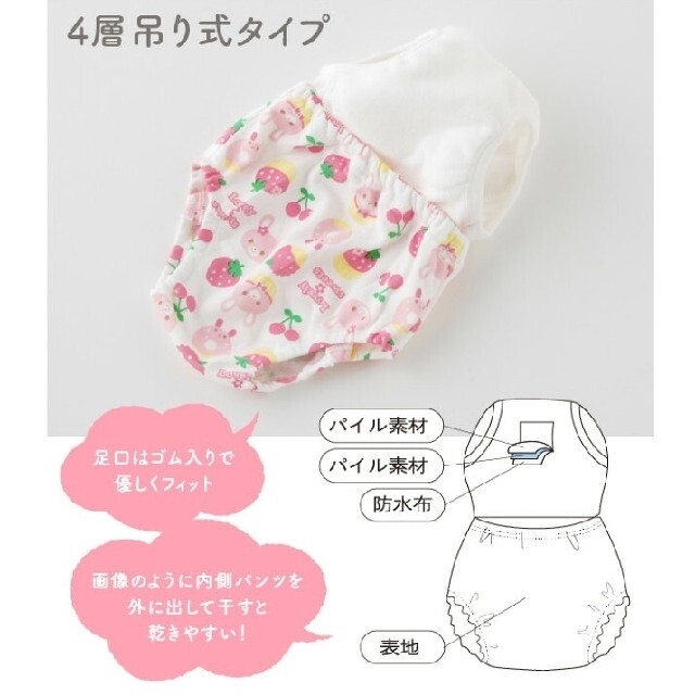 新品未開封タグあり★吊り式４層トレーニングパンツ90 ５枚組 キッズ/ベビー/マタニティのおむつ/トイレ用品(トレーニングパンツ)の商品写真