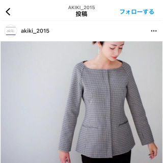 akiki  チェックペプラムジャケット　新品タグ付き