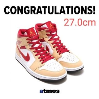 ナイキ(NIKE)のNike AirJordan1 Mid "Beige/Cardinal Red"(スニーカー)