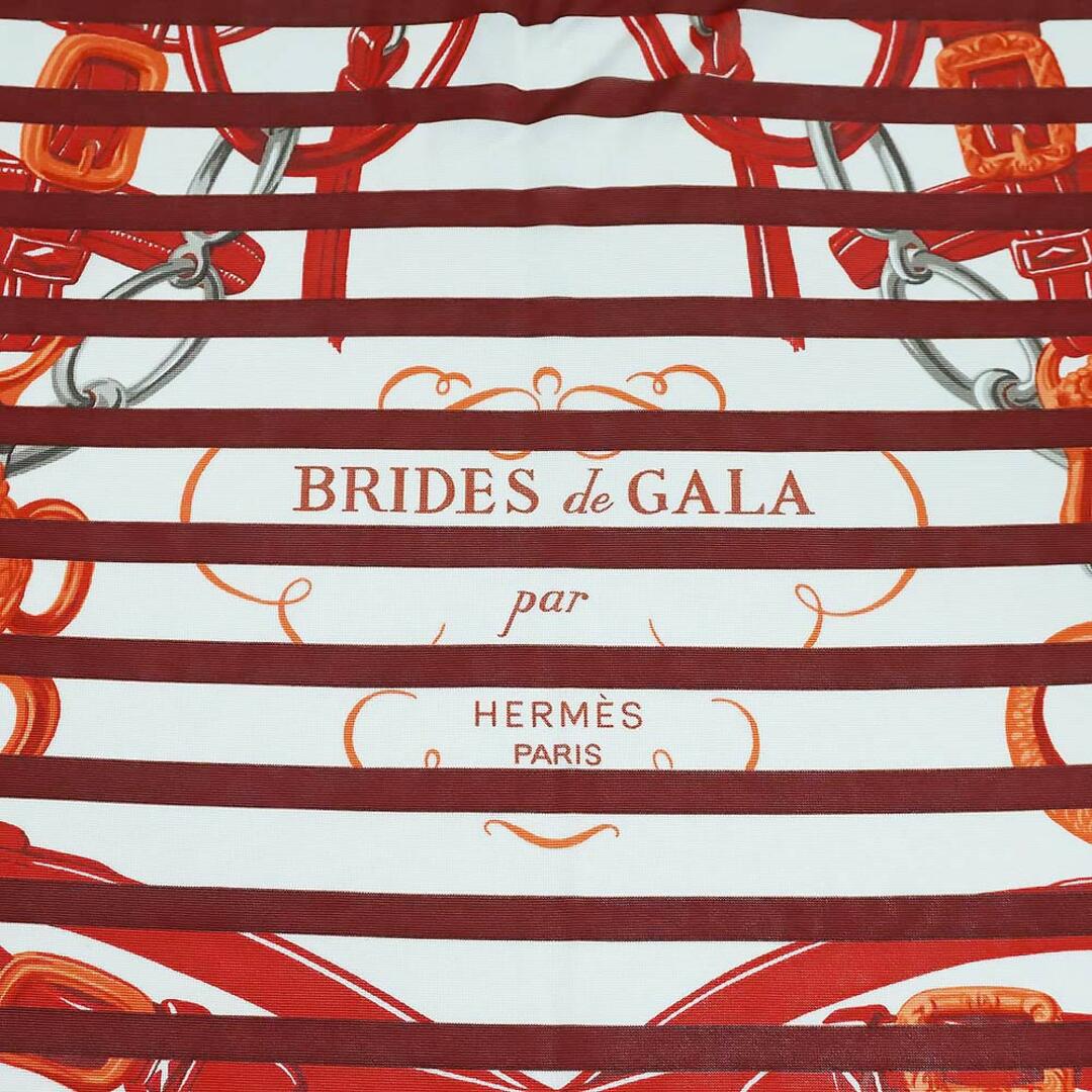Hermes(エルメス)のエルメス HERMES シルク 100％ ジャージー カレ 90 BRIDES DE GALA 式典用馬勒 ボーダー スカーフ レッド ホワイト 箱付（新品・未使用品） レディースのファッション小物(バンダナ/スカーフ)の商品写真