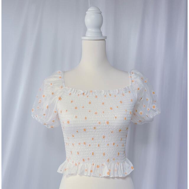 Honey mi Honey(ハニーミーハニー)のdaisy flower puff sleeve tops レディースのトップス(Tシャツ(半袖/袖なし))の商品写真