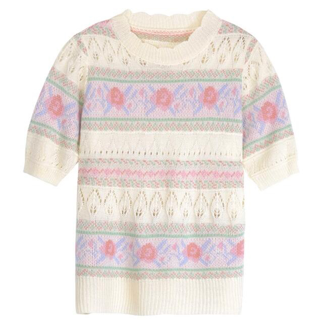 NICE CLAUP(ナイスクラップ)のcolorful flower summer knit レディースのトップス(Tシャツ(半袖/袖なし))の商品写真