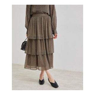 ロペピクニック(Rope' Picnic)の【ベージュ系（28）】セットアップ対応/ガンクラブチェック楊柳シアースカート(ロングスカート)