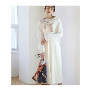 ロペピクニック(Rope' Picnic)の【ホワイト（10）】ソデボリューム布帛ニットワンピース(ロングワンピース/マキシワンピース)