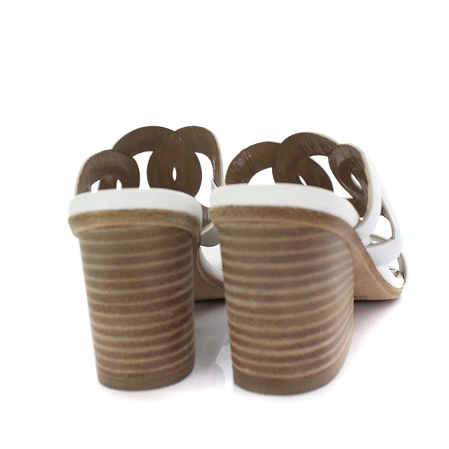 Hermes(エルメス)のエルメス ビキニ サンダル ミュール レザー 35 22.0cm 白 茶 レディースの靴/シューズ(サンダル)の商品写真