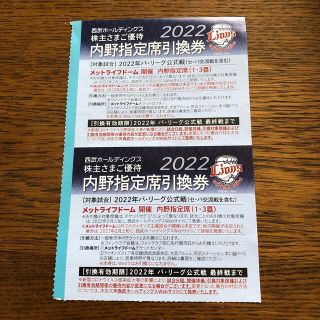 サイタマセイブライオンズ(埼玉西武ライオンズ)の西武株主優待　内野指定席引き換え券　2枚(その他)