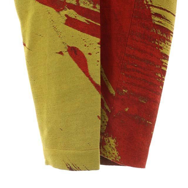 イッセイミヤケメン 総柄タックワイドパンツ ジッパーフライ イージー 3 赤 黄 メンズのパンツ(スラックス)の商品写真