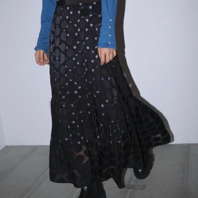 LE CIEL BLEU(ルシェルブルー)のLE CIEL BLUE Dot Layered Maxi Skirt レディースのスカート(ロングスカート)の商品写真