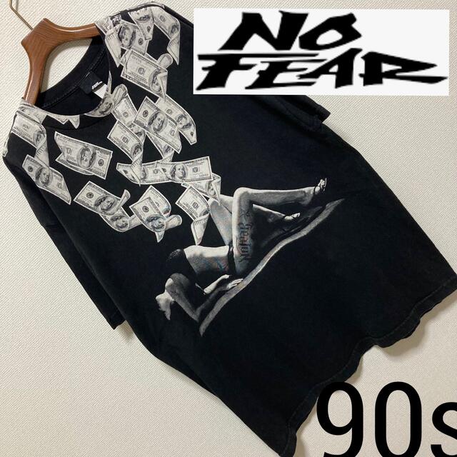 NO FEAR(ノーフィアー)の90s◆NO FEAR ノーフィアー◆100ドル札 ランジェリー美女 Tシャツ メンズのトップス(Tシャツ/カットソー(半袖/袖なし))の商品写真