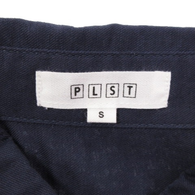 PLST(プラステ)のプラステ PLST 良品 19SS シャツ 長袖 コットン リネン 無地 紺 S レディースのトップス(シャツ/ブラウス(長袖/七分))の商品写真