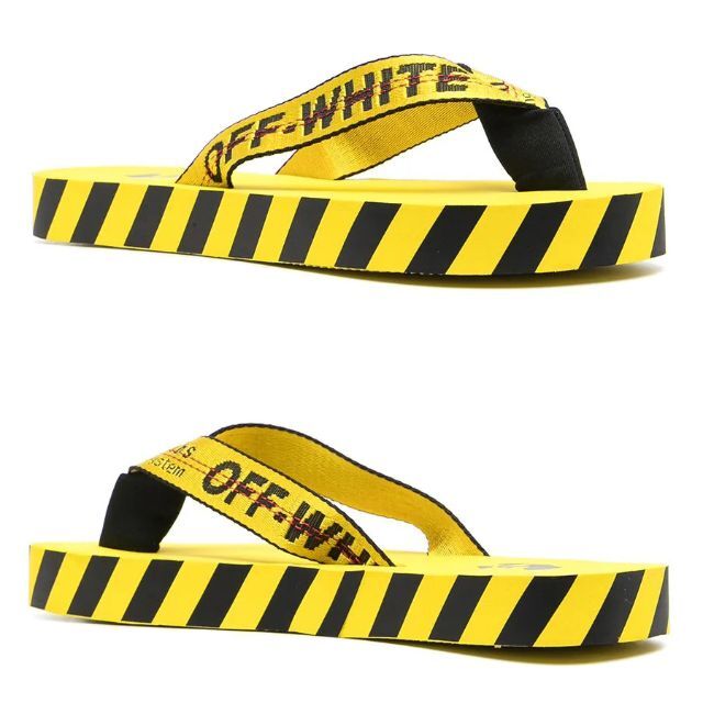 7 OFF-WHITE ロゴ フラットソール ビーチサンダル size 43メンズ