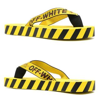 オフホワイト(OFF-WHITE)の7 OFF-WHITE ロゴ フラットソール ビーチサンダル size 43(サンダル)