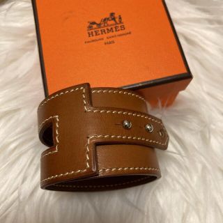 エルメス(Hermes)のエルメス　レザー　バングル　茶色(バングル/リストバンド)