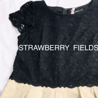 ストロベリーフィールズ(STRAWBERRY-FIELDS)の【ストロベリーフィールズ】ドッキングワンピース　レース　黒　ベージュ(ひざ丈ワンピース)