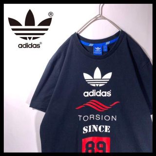 アディダス(adidas)のadidas アディダスオリジナルス Tシャツ 半袖 黒×赤 XL ロゴ(Tシャツ/カットソー(半袖/袖なし))