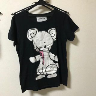 monomania    ラメ加工 よだれベア くま BIG Tシャツ ブラック