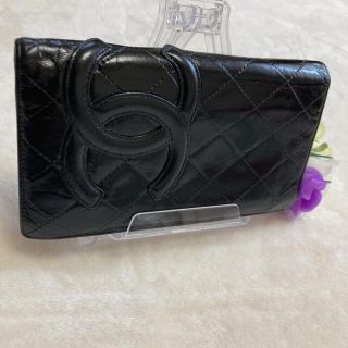 シャネル(CHANEL)の【希少ブラック】シャネル カンボンライン 長財布 シワ加工(財布)