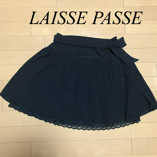 LAISSE PASSE(レッセパッセ)のLAISSE PASSE レッセパッセ レース リボン スカート シフォン レディースのスカート(ミニスカート)の商品写真