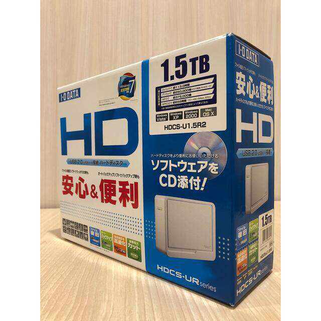 I・O DATA  HDCS-U1.5R2外付けHDD 容量1.5TB スマホ/家電/カメラのPC/タブレット(PC周辺機器)の商品写真