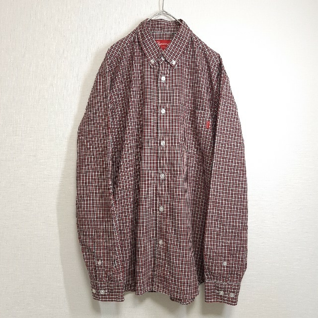 Supreme(シュプリーム)のSupreme/シュプリーム 薄手 長袖 ボタンダウン シャツ 赤×黒 S メンズのトップス(シャツ)の商品写真