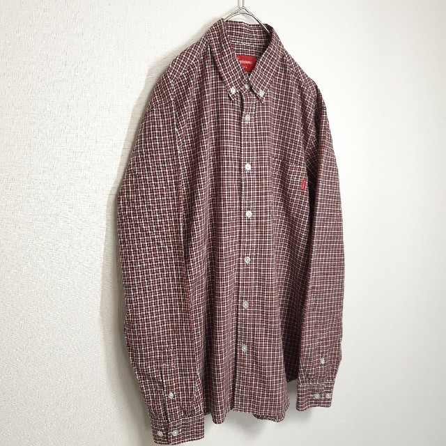 Supreme(シュプリーム)のSupreme/シュプリーム 薄手 長袖 ボタンダウン シャツ 赤×黒 S メンズのトップス(シャツ)の商品写真