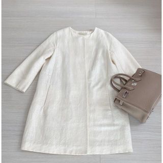 マックスマーラ(Max Mara)の美品　 'S Max Mara  ノーカラー　スプリングコート　オフホワイト　(スプリングコート)