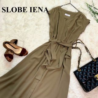 イエナ(IENA)の【美品】SLOBE IENA ベージュ❣️ノースリーブワンピース 大人綺麗❣️(ロングワンピース/マキシワンピース)