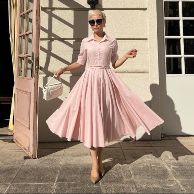 Mila Owen - JENNE オードリールック 半袖フレアシャツワンピースの