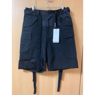 サカイ(sacai)の新品Sacai 完売品　パッチワークカーゴshorts 1 ブラック(ショートパンツ)