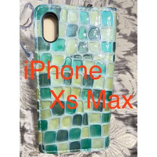 ケース iPhone Xs Max 手帳型　カバー　革　ステンドグラス(iPhoneケース)