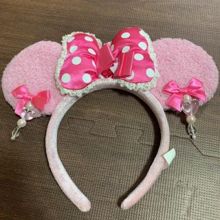 ミニーマウス(ミニーマウス)のディズニー　ぬいぐるみカチューシャ　ミニー　ピンク　ピアス(キャラクターグッズ)