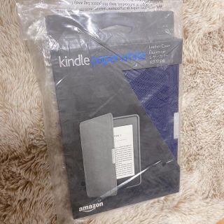 新品　Amazon Kindle Paperwhite用レザーカバー　ネイビー(電子ブックリーダー)