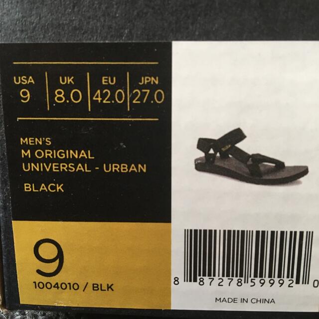 Teva(テバ)の美品　teva サンダル　黒　original universal 27.0  メンズの靴/シューズ(サンダル)の商品写真