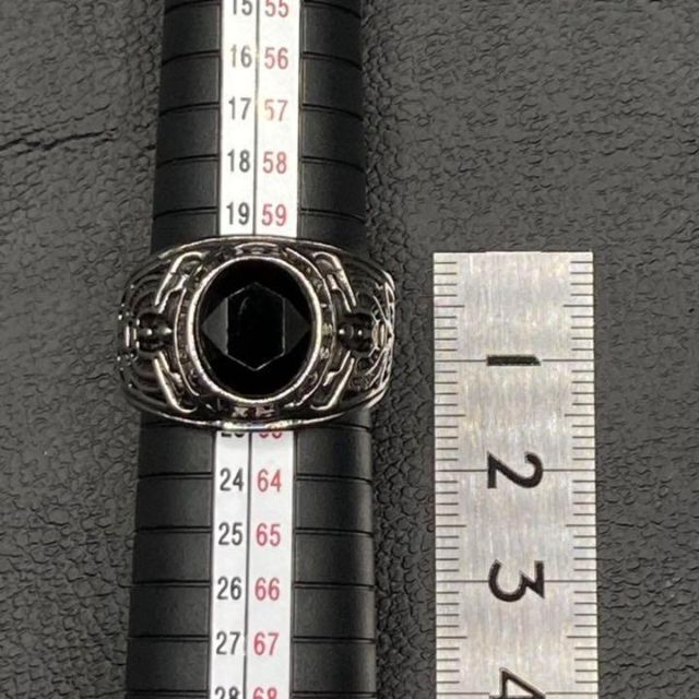 カレッジリング 指輪 リング シルバー オニキス メンズ 21号 21G メンズのアクセサリー(リング(指輪))の商品写真
