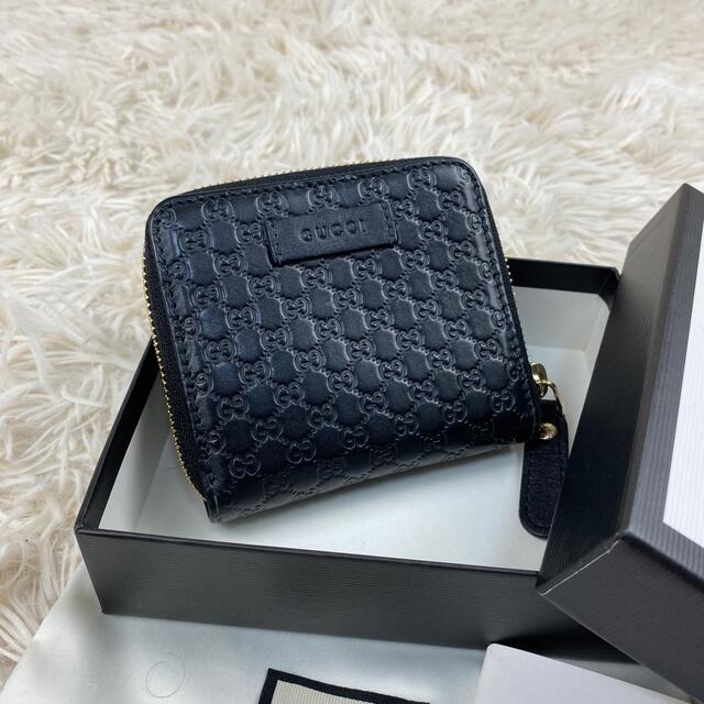 幅広type 美品ꕥグッチ 折財布 ラウンドファスナー マイクロシマ