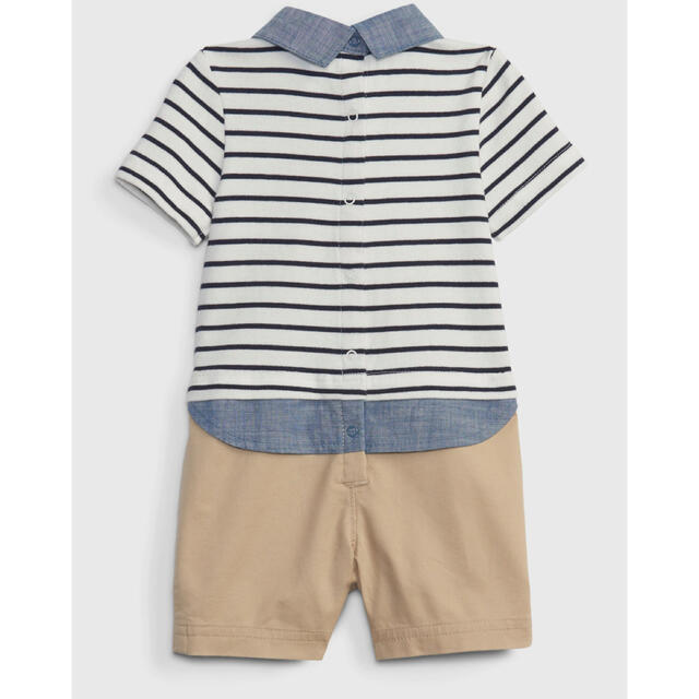 babyGAP(ベビーギャップ)のGAP baby ストライプシャツショートオール キッズ/ベビー/マタニティのキッズ服男の子用(90cm~)(ブラウス)の商品写真