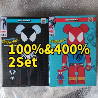 BE@RBRICK SPIDER-MAN 100％ & 400％ 黒赤セット