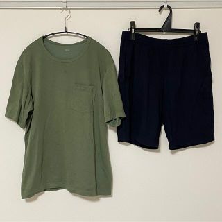 ユニクロ(UNIQLO)のUNIQLO ユニクロ ルームウェア パジャマ エアリズム コットン グリーン(Tシャツ/カットソー(半袖/袖なし))