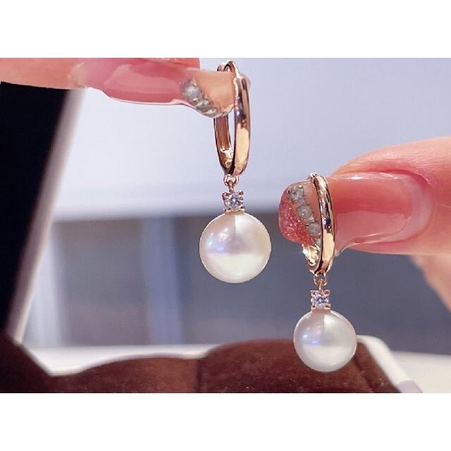 【高級】天然淡水真珠　ダイヤモンド付きピアスk18アクセサリー