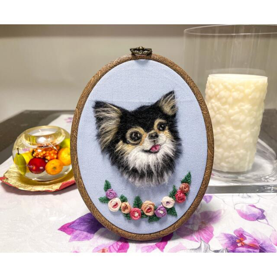 羊毛フェルト チワワ 犬 刺繍 ハンドメイドの通販 by チョコs 羊毛フェルト チワワ 犬 刺繍 ハンドメイドの通販 by チョコs