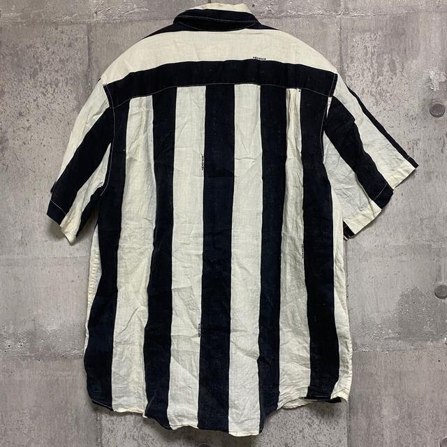 Supreme Wide Striped Shirt M 黒 リネン ストライプ