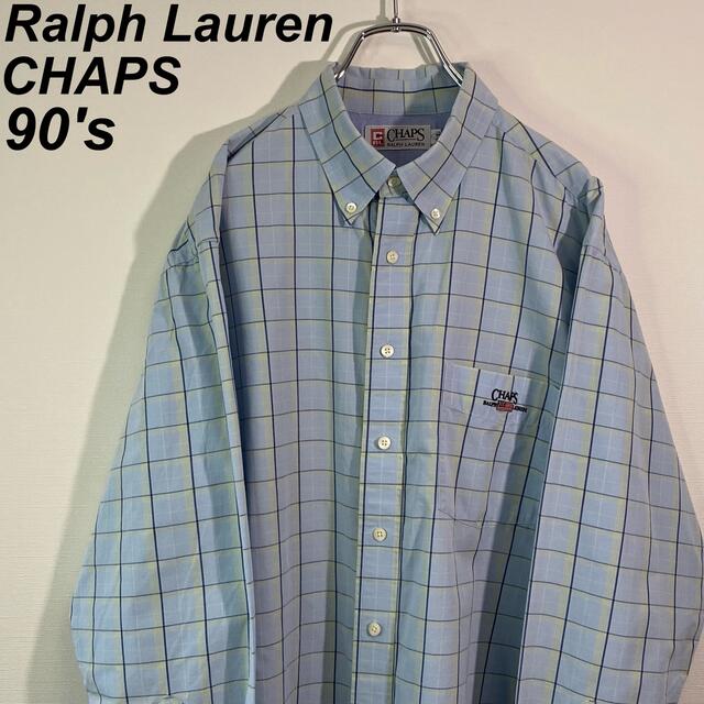 Ralph Lauren(ラルフローレン)の古着 90s ラルフローレン チャップス シャツ LL チェック柄 刺繍ロゴ メンズのトップス(シャツ)の商品写真