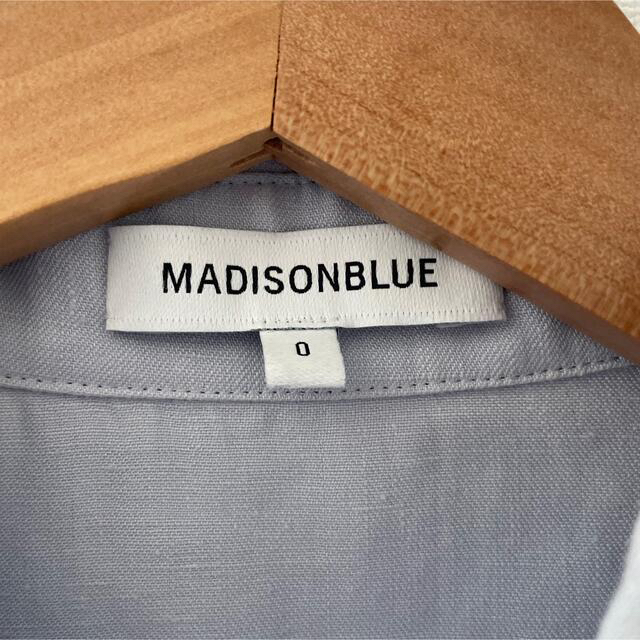 MADISONBLUE(マディソンブルー)の美品♡マディソンブルー  リネン　半袖　ブラウス　水色　フリル　ブルー レディースのトップス(シャツ/ブラウス(半袖/袖なし))の商品写真