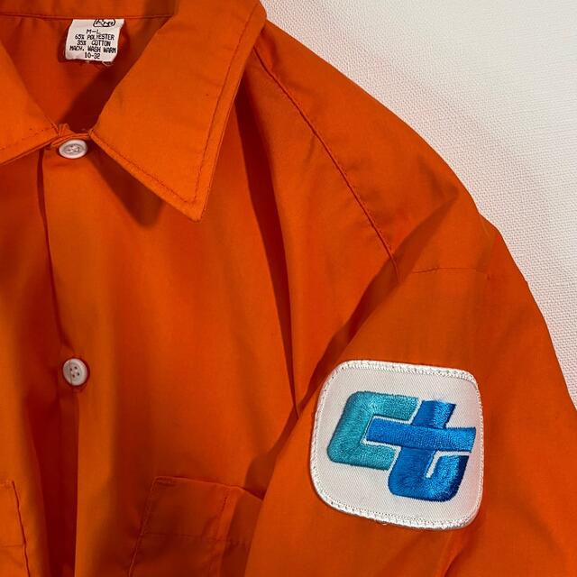 USA ビンテージ 古着 90s ワークシャツ M-L オレンジ 企業物 メンズのトップス(シャツ)の商品写真