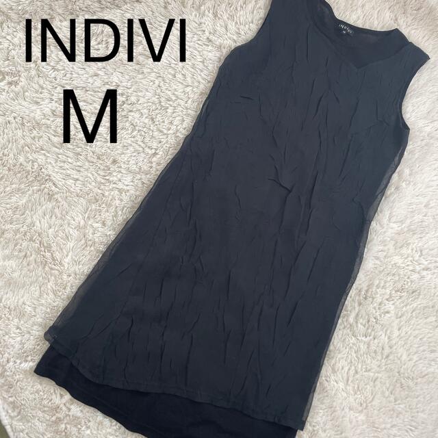 INDIVI(インディヴィ)のINDIVI ノースリーブ　ワンピース　ブラック　38 レディースのワンピース(ひざ丈ワンピース)の商品写真