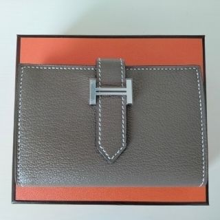 エルメス(Hermes)のエルメス　ベアンミニ　エトゥープ　シェーブル　シルバー金具　新品未使用　U刻印(財布)