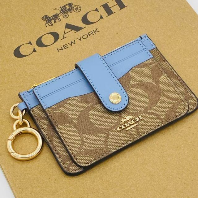 COACH コーチ カードケース コインケース 小銭入　シグネチャー　ブルー