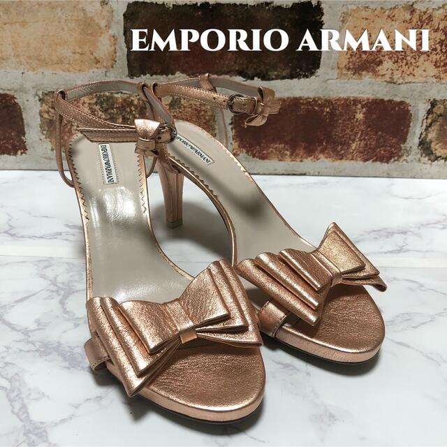 Emporio Armani(エンポリオアルマーニ)のエンポリオ　アルマーニ　ヒール　サンダル　ピンク　リボン レディースの靴/シューズ(サンダル)の商品写真